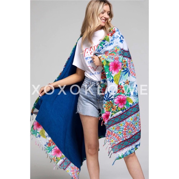 Floral Print Luxury Oversized Beach Blanket Towel - Picture 9 of 10